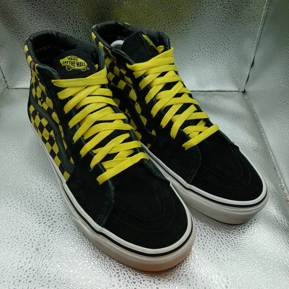 Vans Black and Yellow Checkered Sk-8 High-Top Where's Waldo Sneakers Men's Sz 8